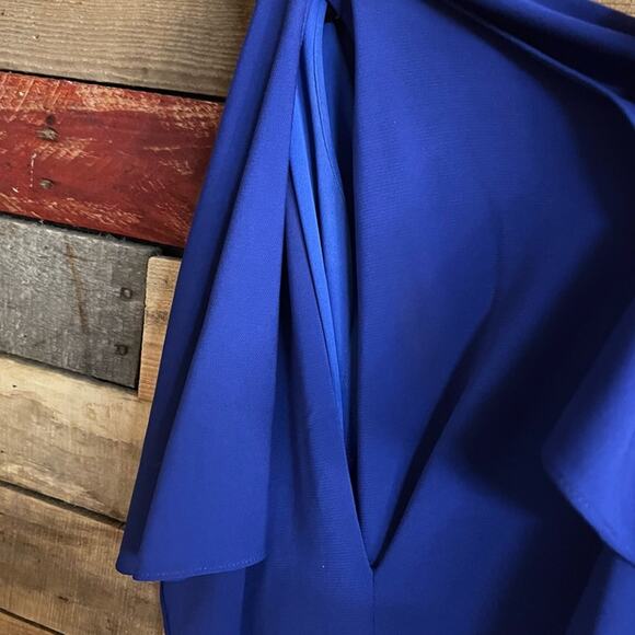 Badgley Mischka Mark & James Blue One Shoulder Dress Size Small - Picture 9 of 16